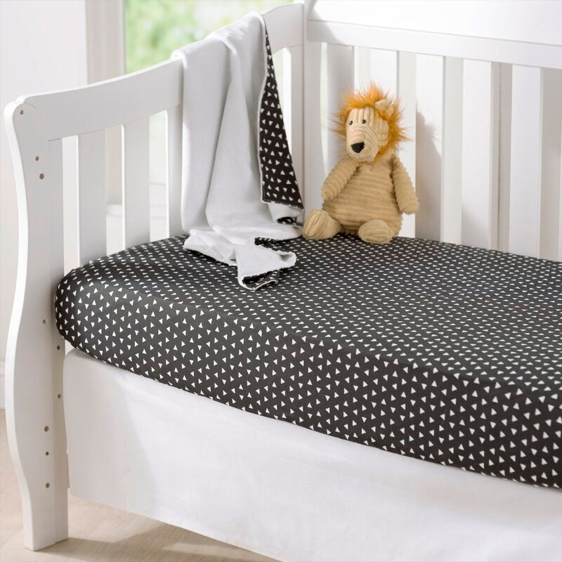 Triangle Fitted Crib Sheet Black and White - Olli+Lime